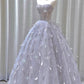 Stunning Strapless A-Line Tulle Long Prom Dress Evening Gown, MD7866