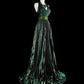 Dark Green Halter Neck A-Line Beading Vintage Long Evening Party Dress, D896