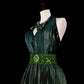 Dark Green Halter Neck A-Line Beading Vintage Long Evening Party Dress, D896