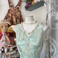 Sage Green V Neck Mermaid Sequins Vintage Long Prom Dress Formal Party Dress, D325