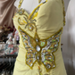 Yellow Halter Sequins Beading Vintage Long Prom Dress Formal Party Dress, D328