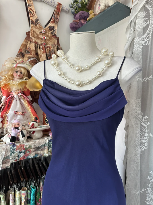 Meerjungfrau-Kleid im Vintage-Stil mit Spaghettiträgern und langem Abschlussballkleid, formelles Partykleid, D329