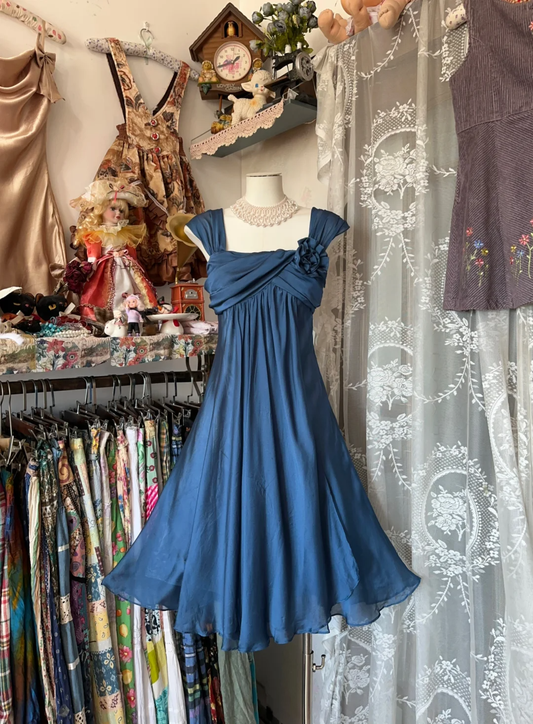 Teal Sleeveless A-Line Chiffon Vintage Short Party Dress Homecoming Dress, D342