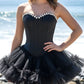 Unique Homecoming Dress Sweetheart Tulle Rinestone Pearl Back to School Outfits Party Dress D7829