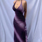 Purple Gradient Halter Sheath Chiffon Long Party Dress Vintage Evening Dress, D369