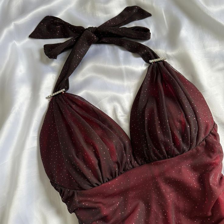 Burgundy Gradient Halter Sheath Chiffon Long Party Dress Vintage Evening Dress, D370