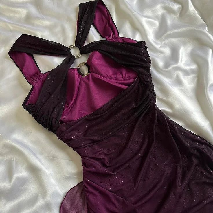 Purple Straps Ombre Ruffles Chiffon Long Party Dress Vintage Evening Gown, D380