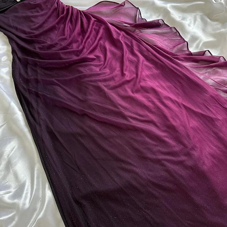 Purple Straps Ombre Ruffles Chiffon Long Party Dress Vintage Evening Gown, D380