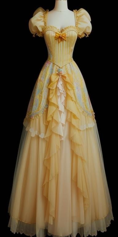 Yellow Sweetheart A-Line Ruffles Princess Long Party Dress Evening Gown, D388