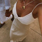 Spaghetti Straps Sheath Satin Simple Long Party Dress Wedding Guest Dress, D413