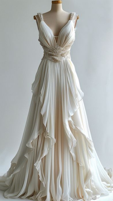 Gorgeous Straps A-Line V Neck Beading Wedding Dress Formal Evening Gown, D416