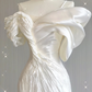 Elegant White Off Shoulder Mermaid Satin Long Party Dress Wedding Dress, D478