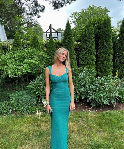 Green Straps Mermaid Formal Long Party Dress Wedding Guest Dress, D481