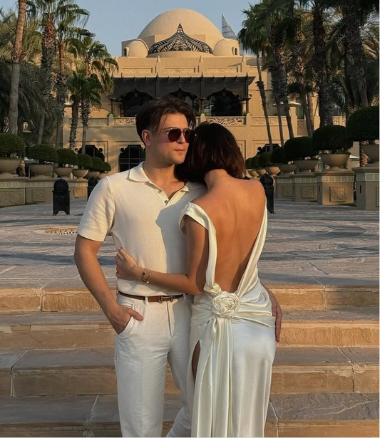 Elegant Ivory Backless Sheath Satin Long Party Dress Light Wedding Dress, D500