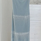 Shiny Blue Spaghetti Straps Sheath Midi Length Party Dress Cocktail Dress, D507