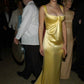 Elegant Yellow Straps Mermaid Satin Long Party Dress Evening Gown, D537