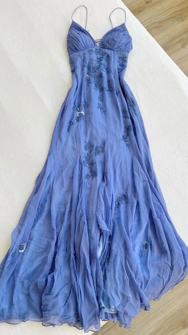 Lilac V Neck Straps Sheath Vintage Long Formal Prom Dress Evening Gown, D556
