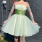 Stunning Homecoming Dress Strapless Rinestone Tulle A-Line Back to School Outfits Party Dress D7930