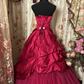 Wine Red Strapless A-Line Satin Vintage Long Party Dress Evening Gown, D614