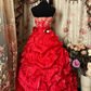 Retro Red Strapless A-Line Satin Vintage Long Party Dress Evening Gown, D616