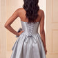 Unique Homecoming Dress Strapless Pearl Bowknot Back to School Outfits Party Dress  D7742