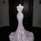 Gorgeous Pink Sequins Mermaid Beading Long Evening Dress Birthday Outfits, D803