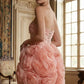 Unique Homecoming Dress Strapless Organza Flower Back to School Outfits Party Dress  D7728