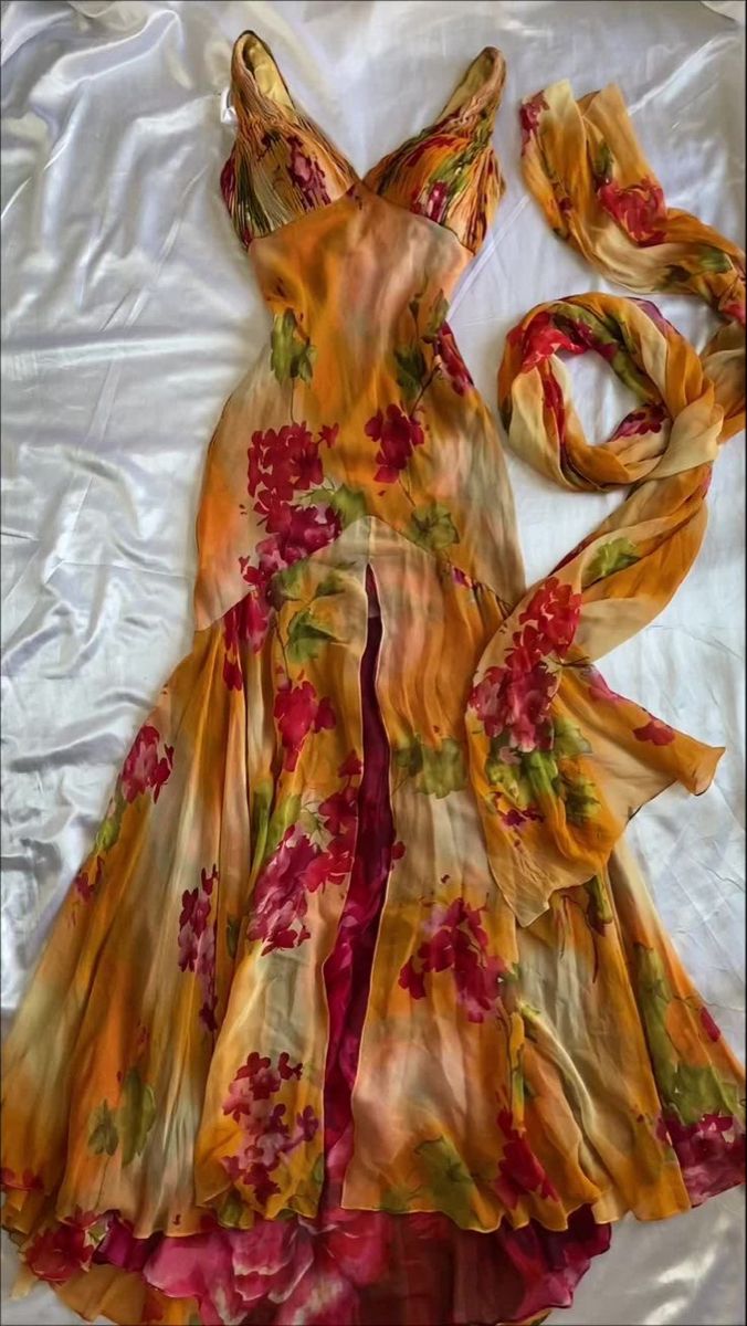 Vintage V Neck Sheath Floral Printed Long Party Dress Retro Evening Dress, D701