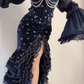 Prom Dress Dark Navy Spaghetti Straps Mermaid Layers Ruffles Sexy Evening Dress Birthday Outfits, D827