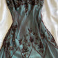 Spaghetti Straps Blue Chiffon Beading Vintage Midi Party Dress Evening Dresses, D893