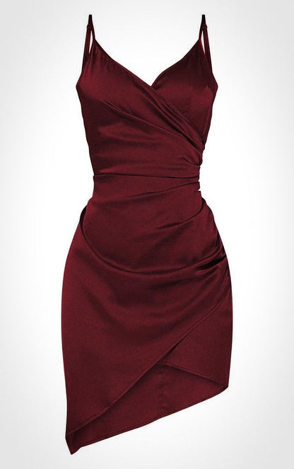 New Homecoming Dress Spaghetti Strap Pleated Hi-Lo Back to School Outfits Party Dress D6674