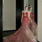 Vintage Gradient Red Sweetheart Strapless Mermaid Design Sexy Prom Dress Evening Dress D1719