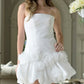 Unique Homecoming Dress Strapless Flower Pleated Back to School Outfits Party Dress D7762