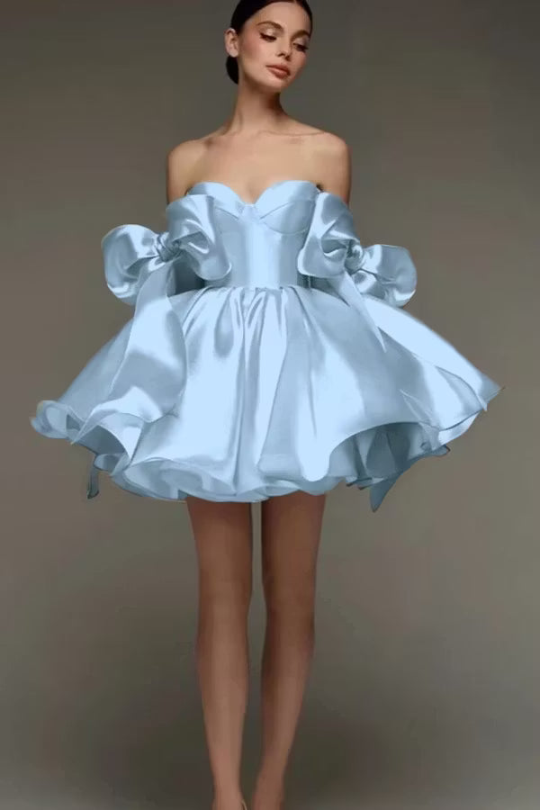 Beautiful Homecoming Dress Sweetheart Bowknot Pleated Back to School Outfits Party Dress D7170