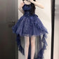 Unique Homecoming Dress Spaghetti Strap Sequins Bowknot Hi-Lo Back to School Outfits Party Dress D7759