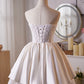 Chic Homecoming Dress Sweetheart Pleated Lace Short Prom Dress Back to School Outfits Cocktail Dress  D6014