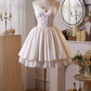 Chic Homecoming Dress Sweetheart Pleated Lace Short Prom Dress Back to School Outfits Cocktail Dress  D6014