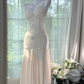 Shiny Light Green Sequined Spaghetti Strap Design Chiffon Prom Dress Evening Dress D1706