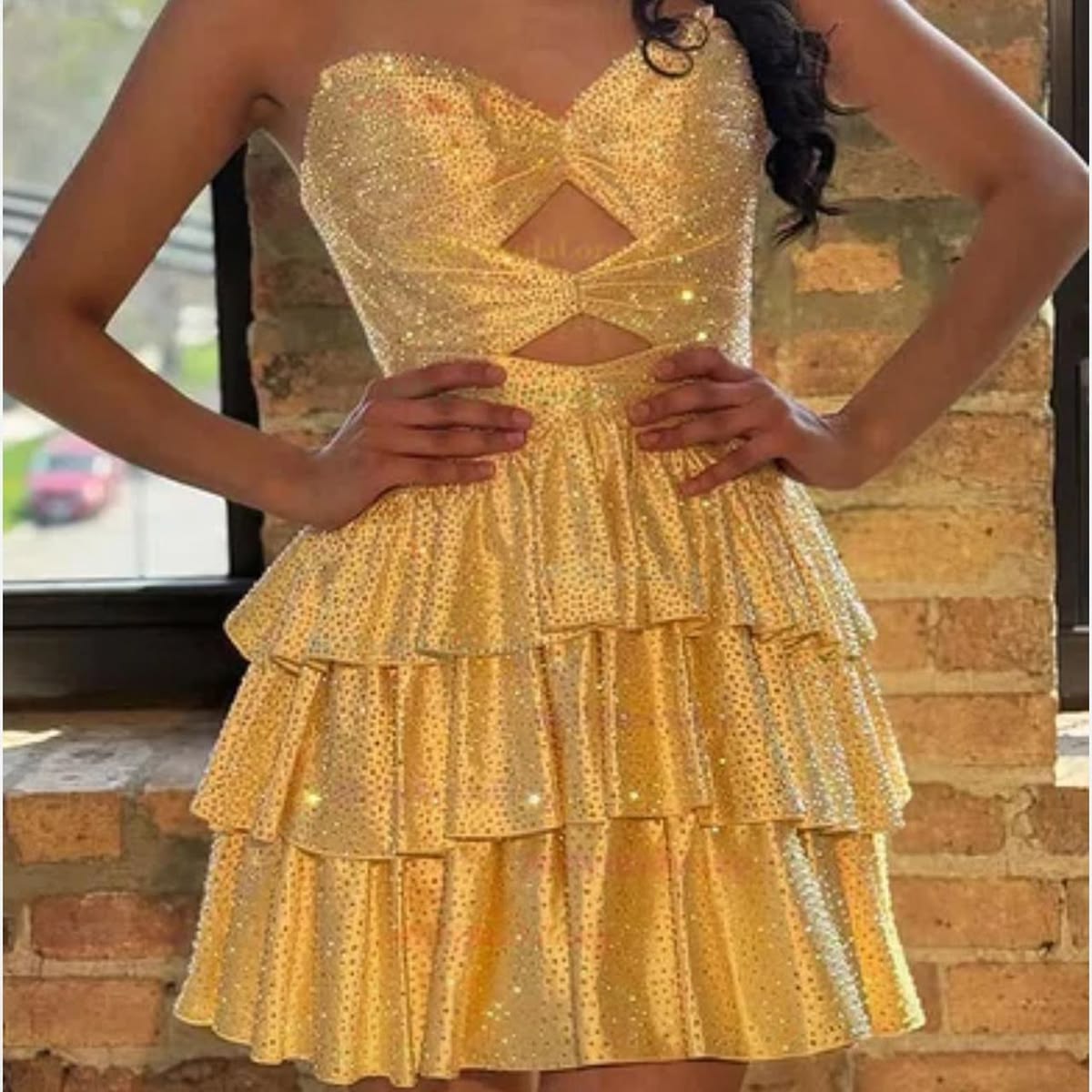 Elegant Homecoming Dress Sweetheart Sequins Cascade Back to School Outfits Party Dress D6808