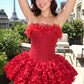 Fashionable Homecoming Dress Strapless Flower Cascade Back to School Outfits Party Dress D7851