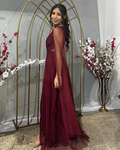 Black One Shoulder A-Line Tulle Long Formal Prom Dress MD7335