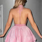 Beautiful Homecoming Dress V Neck Backless Sequins Cascade Pleated Back to School Outfits Party Dress D7171