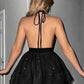 Beautiful Homecoming Dress V Neck Backless Sequins Cascade Pleated Back to School Outfits Party Dress D7171