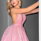 Beautiful Homecoming Dress V Neck Backless Sequins Cascade Pleated Back to School Outfits Party Dress D7171