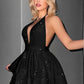 Beautiful Homecoming Dress V Neck Backless Sequins Cascade Pleated Back to School Outfits Party Dress D7171