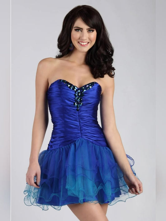 Unique Homecoming Dress Sweetheart Pleated Tulle Rinestone Back to School Outfits Party Dress D7766