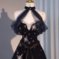 Black Halter Off Shoulder A-Line Long Prom Dresses Evening Gowns, D1211