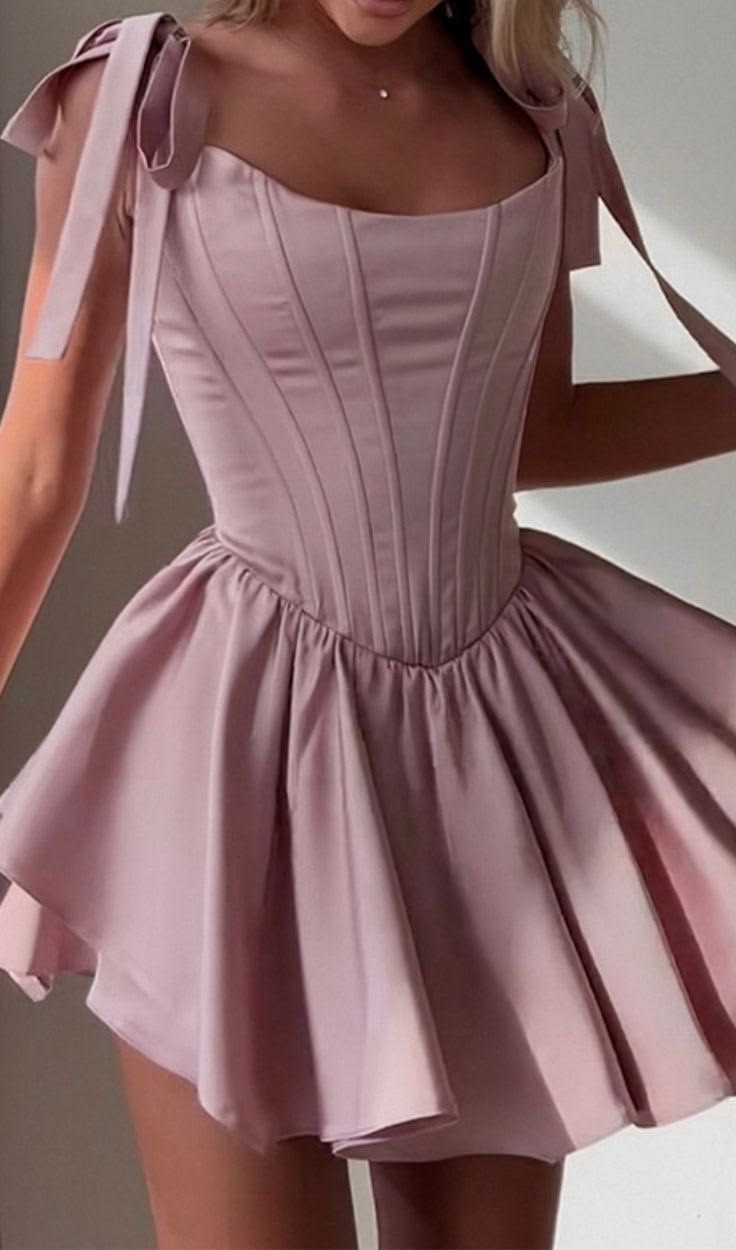 New Homecoming Dress Spaghetti Strap Pleated Back to School Outfits Party Dress D6667