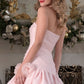 Unique Homecoming Dress Strapless Flower Pleated Back to School Outfits Party Dress D7762