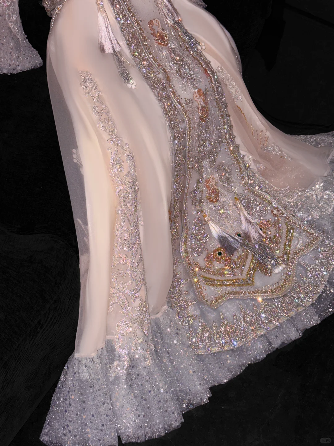 Gorgeous Sparkling Pink Beaded Sequin A-Line Romantic Chiffon Evening Dress Prom Dresses D1631